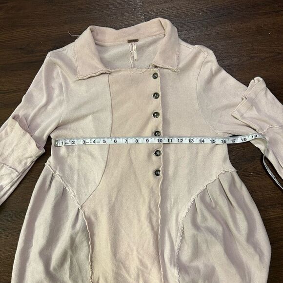 Free People distressed double breasted jacket cream blush size M BIN M - Picture 8 of 9